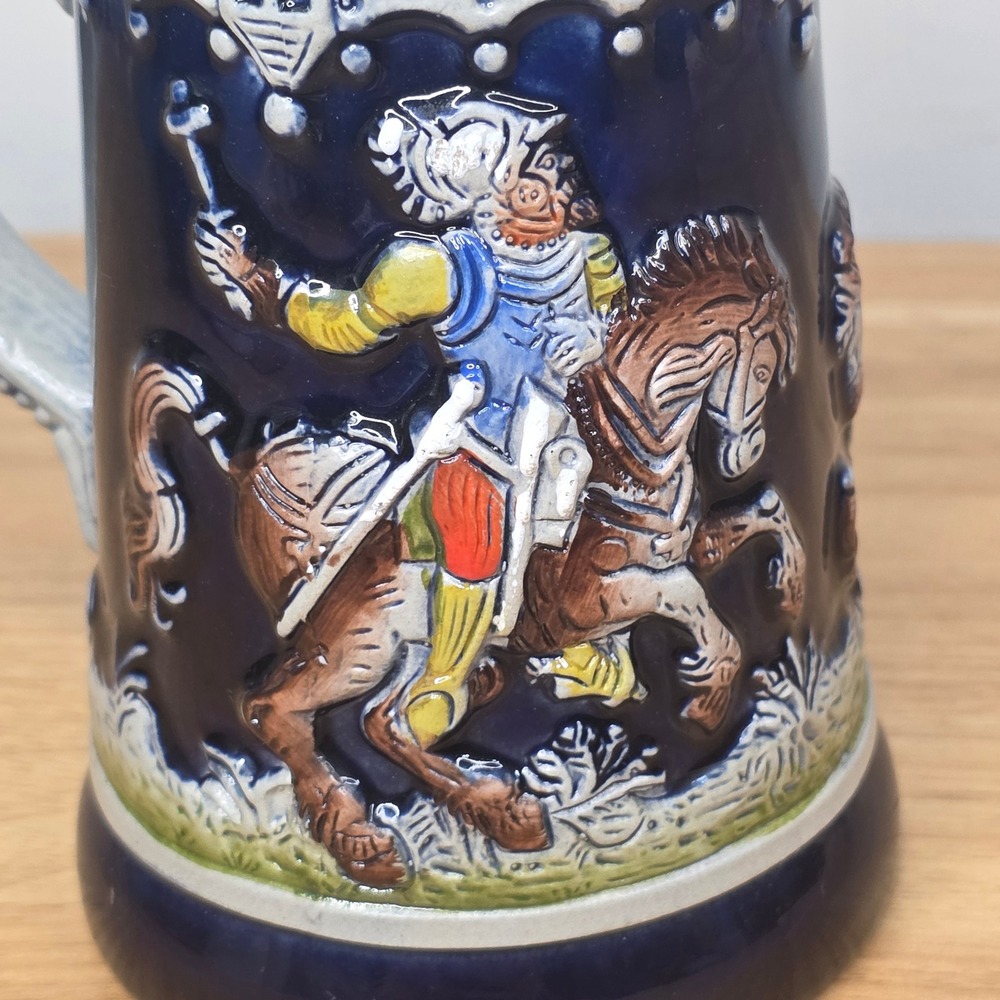Vintage 60's King West Germany Lidded Beer Stein Hand Painted Ceramic Pewter Lid - Picture 7 of 15